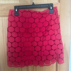 Boden Vibrant Red Circle Lace Mini Skirt